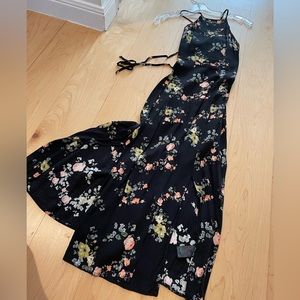 Black Floral Maxi Dress with Slit size 2